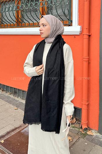 Lamelif Düz Omuz Şal Siyah