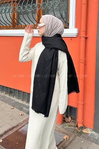 Lamelif Düz Omuz Şal Siyah