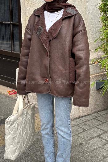 Bitter Brown Crew Neck Long Arm Coat