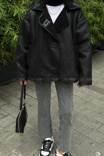 Black-1 Crew Neck Long Arm Coat