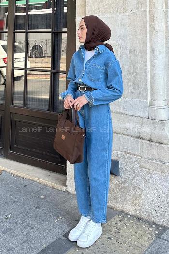 Lamelif Tek Cep Kot Tulum Mavi