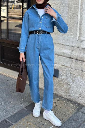 Lamelif Tek Cep Kot Tulum Mavi