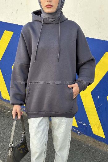 Anthracite Hood Neck Long Arm Sweatshirt
