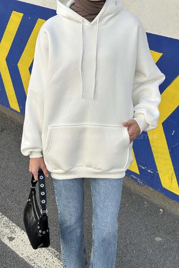 White Hood Neck Long Arm Sweatshirt