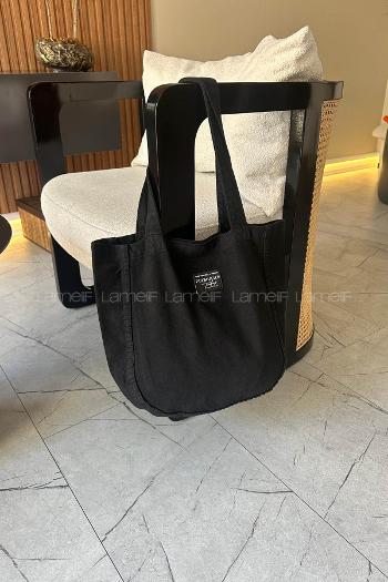 Lamelif Kanvas Arma Detaylı Çanta Siyah