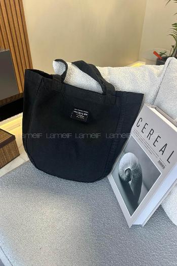 Lamelif Kanvas Arma Detaylı Çanta Siyah