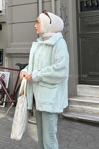 Mint Green-1 Shirt Collar Long Arm Cotton Coat