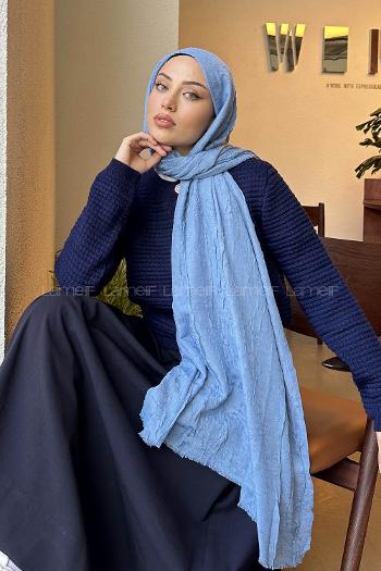 Lamelif Bambu Şal Kot Mavi