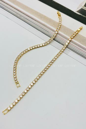 Lamelif Gold Taşlı Baget Bileklik