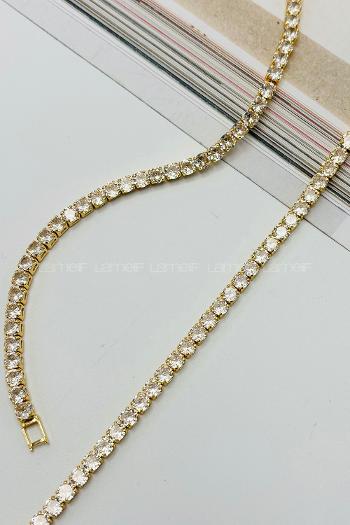 Lamelif Gold Taşlı Baget Bileklik