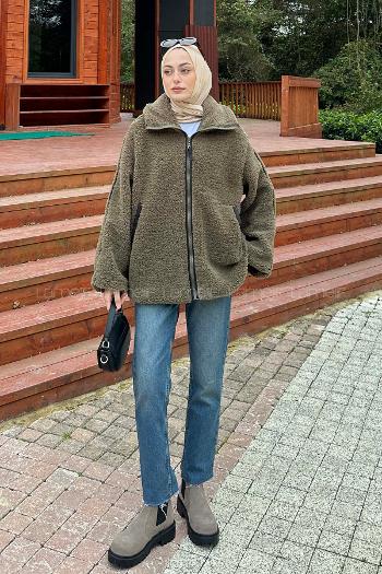 Khaki Normal Neck Long Arm Coat