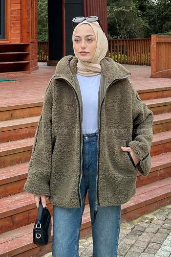 Khaki Normal Neck Long Arm Coat