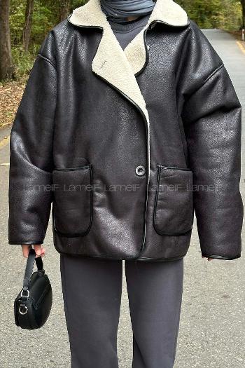 Black V Neck Long Arm Coat