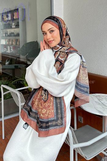 Lamelif Versa Desen Pamuk Şal Sütlü Kahve