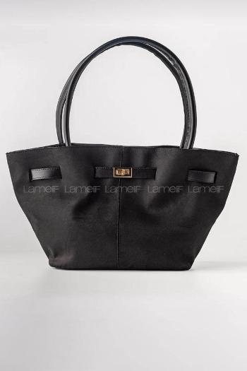 Lamelif Süet Kadın Büzgü Detay Klipsli Süet El Ve Omuz Çantası Siyah