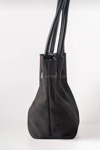 Lamelif Süet Kadın Büzgü Detay Klipsli Süet El Ve Omuz Çantası Siyah