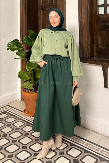 Lamelif Balon Kol Gömlek Yeşil