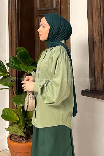 Lamelif Balon Kol Gömlek Yeşil