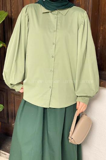 Lamelif Balon Kol Gömlek Yeşil