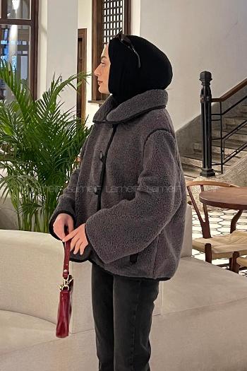 Lamelif Düğmeli Tedy Kaban Antrasit