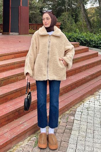 Brown With Milk Normal Neck Long Arm Coat