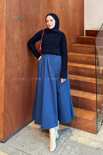 Navy Blue Neckband Long Arm Jumper
