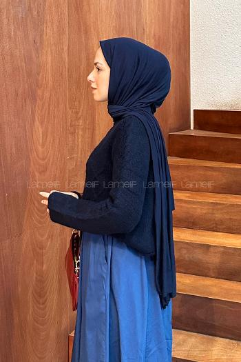 Navy Blue Neckband Long Arm Jumper