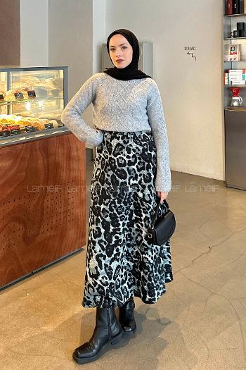 Lamelif Örgülü Kazak Gri