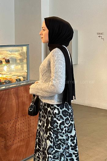 Lamelif Örgülü Kazak Gri