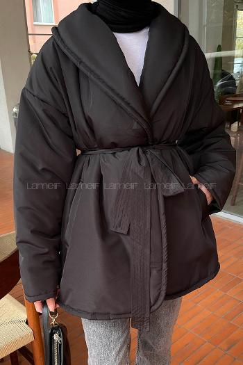 Black Normal Neck Long Arm Coat