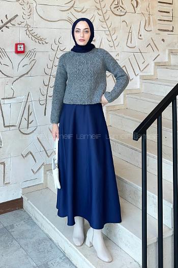 Lamelif Örgülü Kazak Antrasit