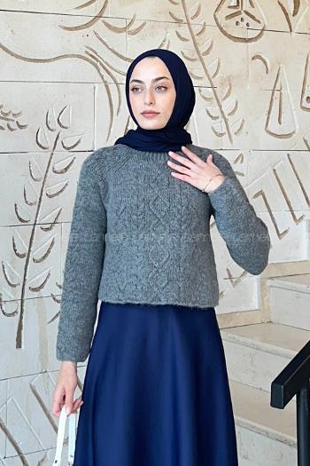 Lamelif Örgülü Kazak Antrasit