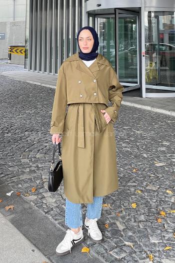 Khaki Long Arm Trench Coat