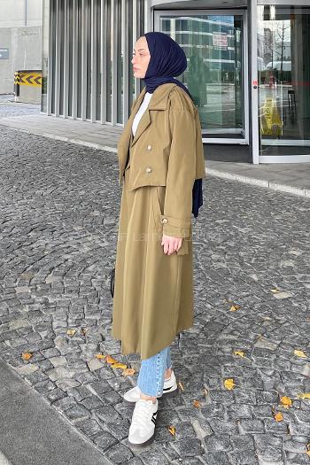 Khaki Long Arm Trench Coat