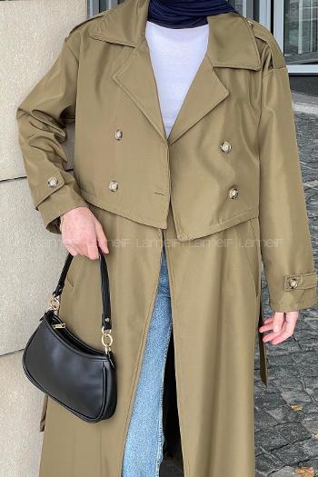 Khaki Long Arm Trench Coat