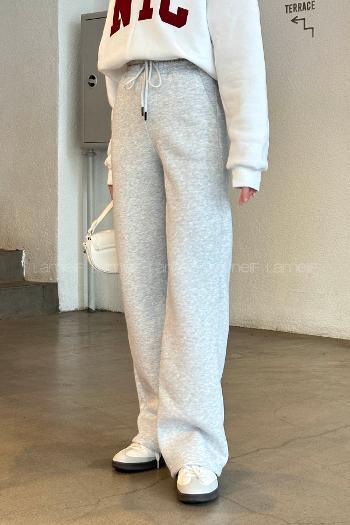 Lamelif Üç İplik Salaş Model Eşofman Altı Açık Gri