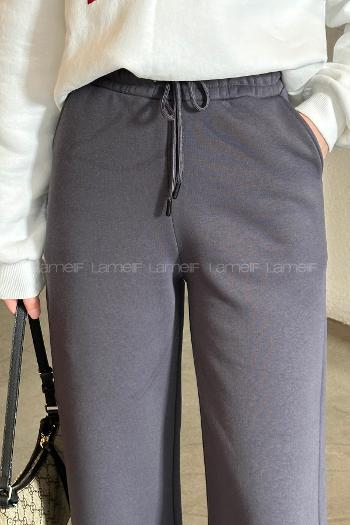 Smoked Trousers High Waist Elastic Waist Regular Cut Bottom Tracksuit