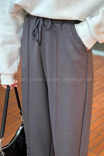 Anthracite Regular Trousers High Waist Elastic Waist Regular Cut Bottom Tracksuit