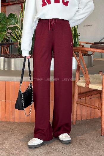 Claret Red Regular Trousers High Waist Regular Cut Bottom Tracksuit