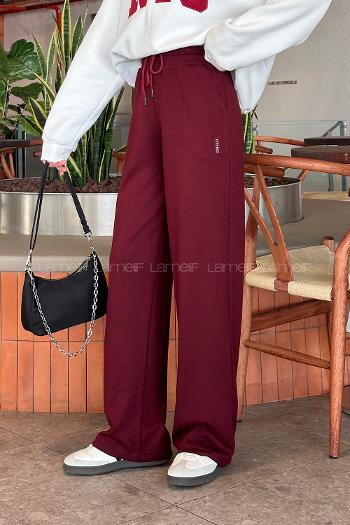 Claret Red Regular Trousers High Waist Regular Cut Bottom Tracksuit