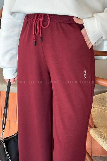 Claret Red Regular Trousers High Waist Regular Cut Bottom Tracksuit