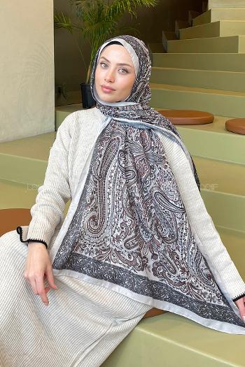 Lamelif Retro Desen Soft Şal Taş