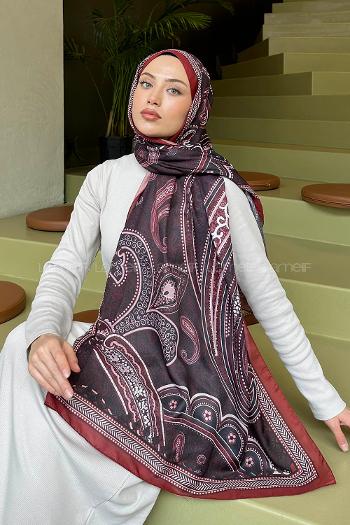 Bitter Burgundy Cotton Striped Printed Shawl