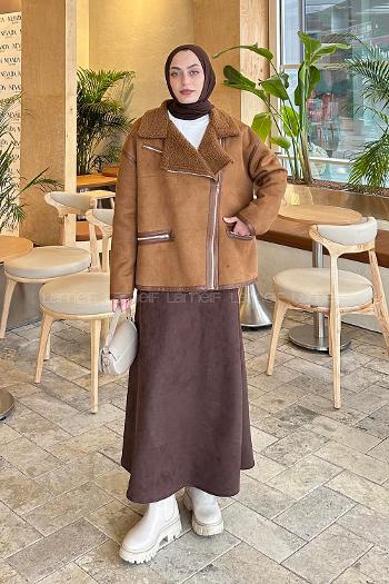 Tan V Neck Long Arm Coat