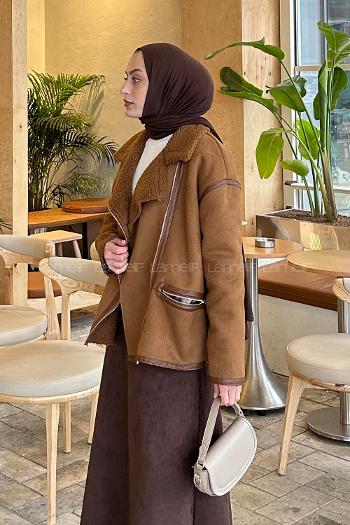 Tan V Neck Long Arm Coat