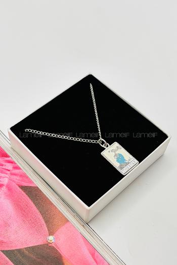 Lamelif Burç Sallatılı Kolye Beyaz