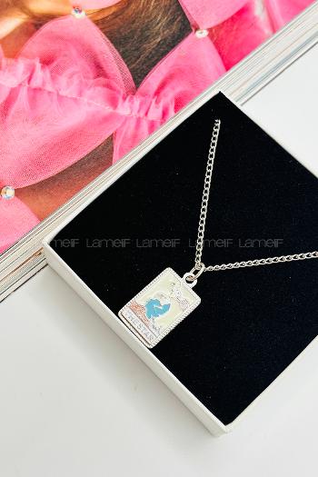 Lamelif Burç Sallatılı Kolye Beyaz