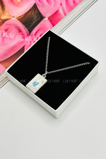 Lamelif Burç Sallatılı Kolye Beyaz