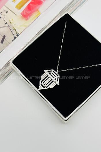 Lamelif Gümüş Kristal Taşlı Zirkon Serenay Kolye