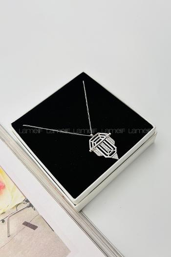 Lamelif Gümüş Kristal Taşlı Zirkon Serenay Kolye